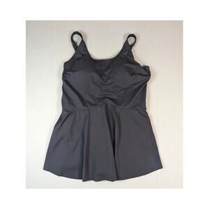 IVEDO Women's Gray Swim Suite Dress Adjustable Strap Size 24W Skirt